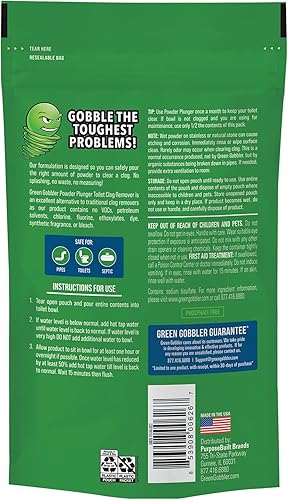 Miniatura 2 de Green Gobbler POWDER PLUNGER eliminador de obstrucción del inodoro - paquete de 2 unidades, 16.5 onzas de peso neto