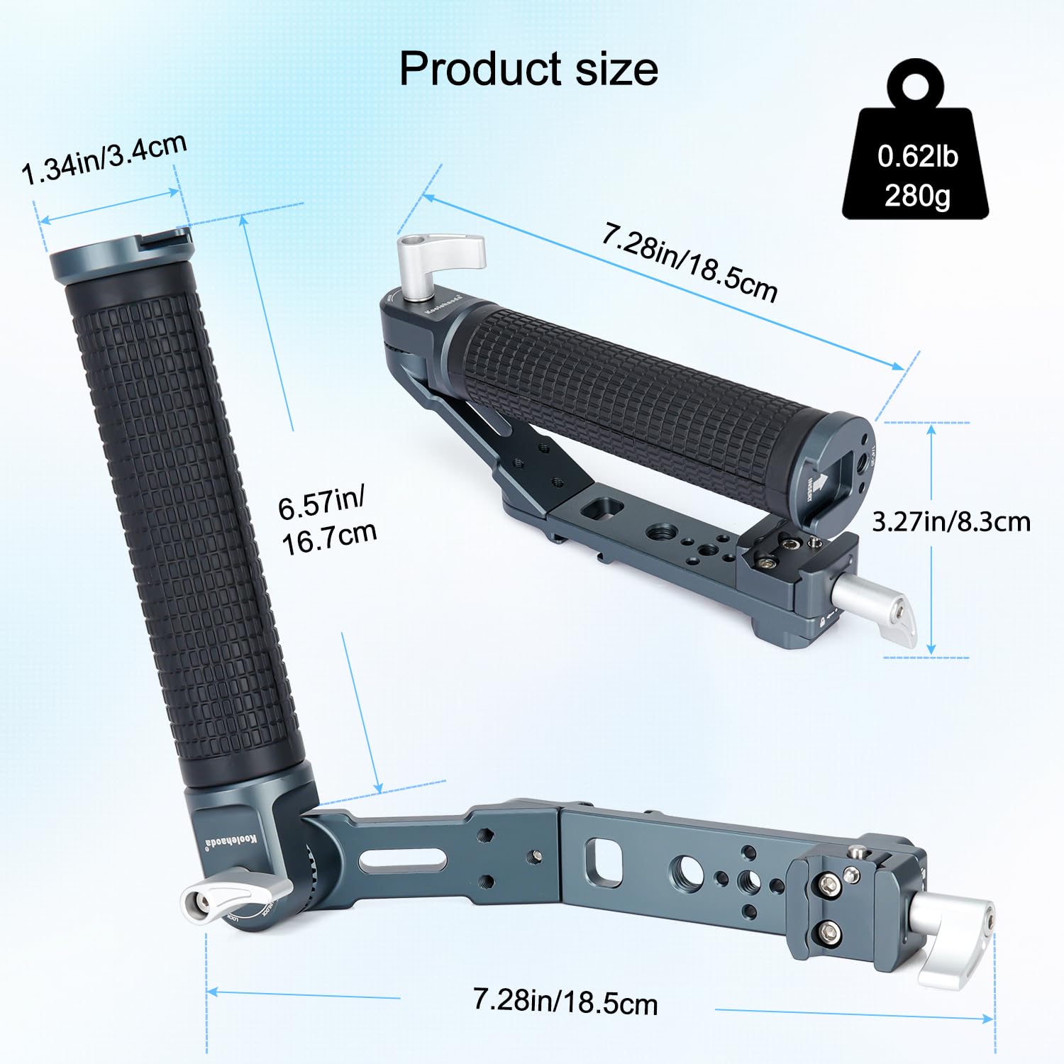 Koolehaoda Mango de cardán ajustable para DJI RS 4, RS 4 Pro, RS 3 Mini, RS 3, RS 3 Pro, RS 2, RSC 2, estabilizador de cardán RSC 2, rica expansión para disparos de ángulo bajo, carga 5 kg. KQ1099