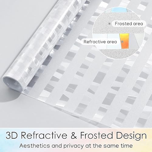 Miniatura 9 de rabbitgoo Película de privacidad para ventana, adhesivo decorativo para ventana de arco iris, calcomanía de vinilo 3D de vitrales, cubierta de