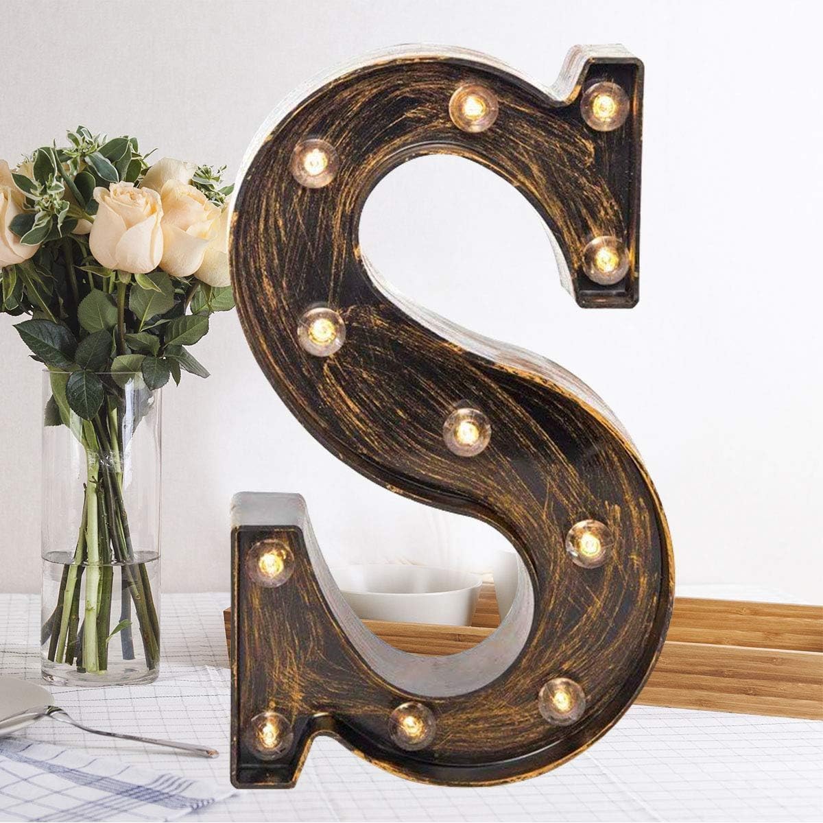 LED Letter Lights,Alphabet Light Up Sign, Battery Operated Decorative Letters for Home, Wedding, Party, Bar & Cafe Decor (S)