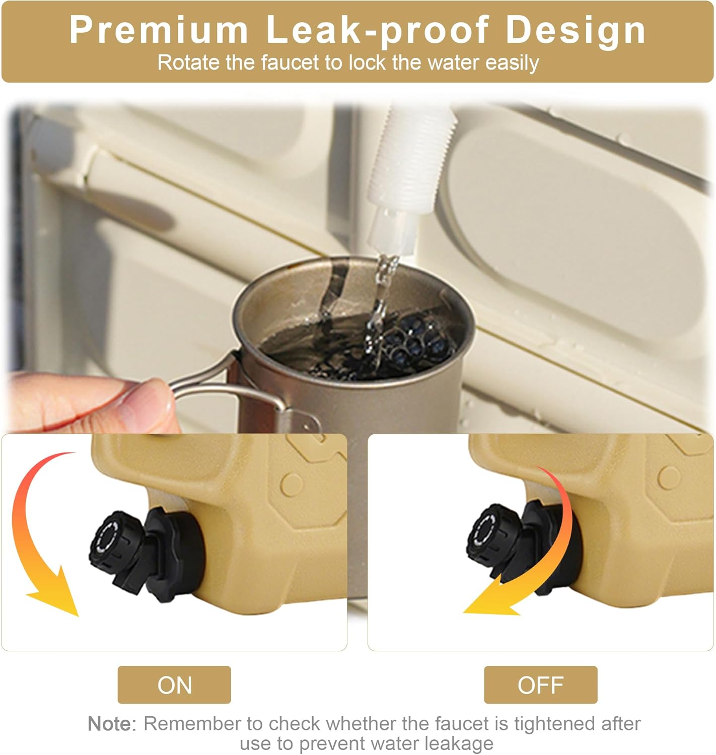 ASIEIT 3.2 Gallon Water Jug with Spigot, Portable Water Tank BPA Free, Leak-Proof Water Containers for Camping Water Storage Containers for Emergency Outdoor Hiking Picnic, Green/Black/Yellow - Image 4