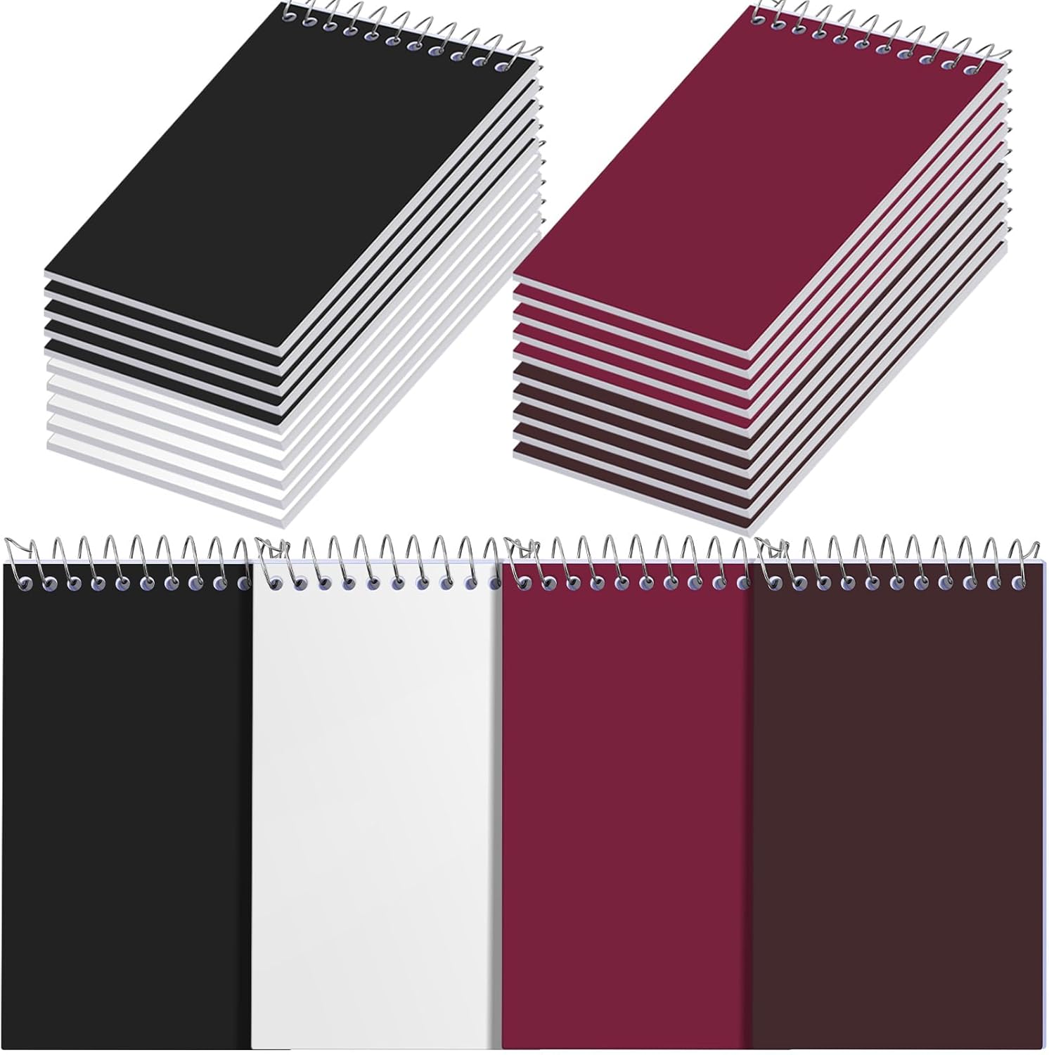 Leinuosen 100 Pcs Spiral Memo Pads 3x5 Inch 75 Sheets College Ruled Small Pocket Notebooks Little Mini Notepads Bulk Top Bound Lined Note Pads for Home School Office Travel Work (Bright Color)