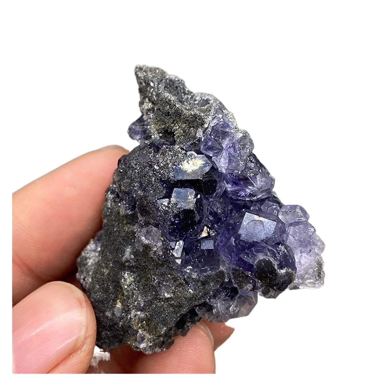Cristallo Naturale Grezzo Tanzanite poliedrica Naturale Blu Viola Fluorite Esemplari di grappoli Pietre e Cristalli di Livello Gemma Raccolta domiciliare(Size:Taille Unique)
