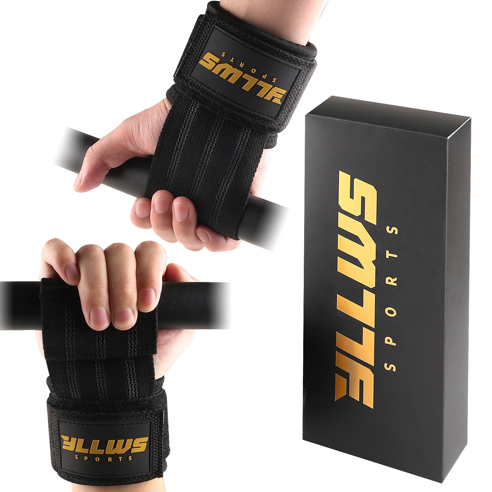 Yllws Sports Professional Lifting Straps for Strength Training with Powerlifting Crossfit, Fitness