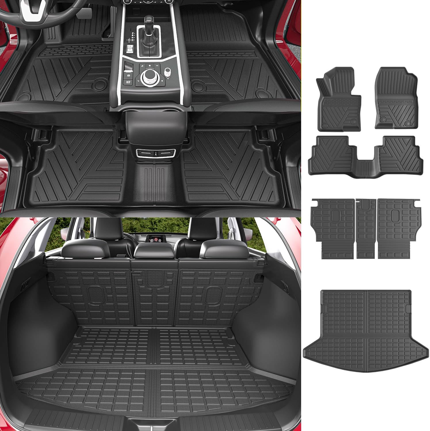 powoq floor mats compatible with 2017-2022 mazda cx-5 trunk mat tpe backrest mat replacement for mazda cx-5 2017-2022 accessories (fit 2017-2022 cx-5, rear cargo mat+rear backrest mat+floor mats) rear cargo mat+rear backrest mat+floor mats fit 2017-2022 cx-5