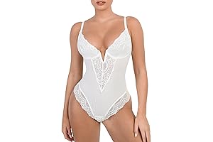 Lace Shaping Backless Plus Size Bodysuit with Tummy Control
