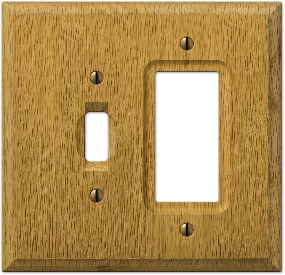 Amerelle 4025R Amerelle Traditional Single Rocker Wood Wallplate in Light Oak , Brown
