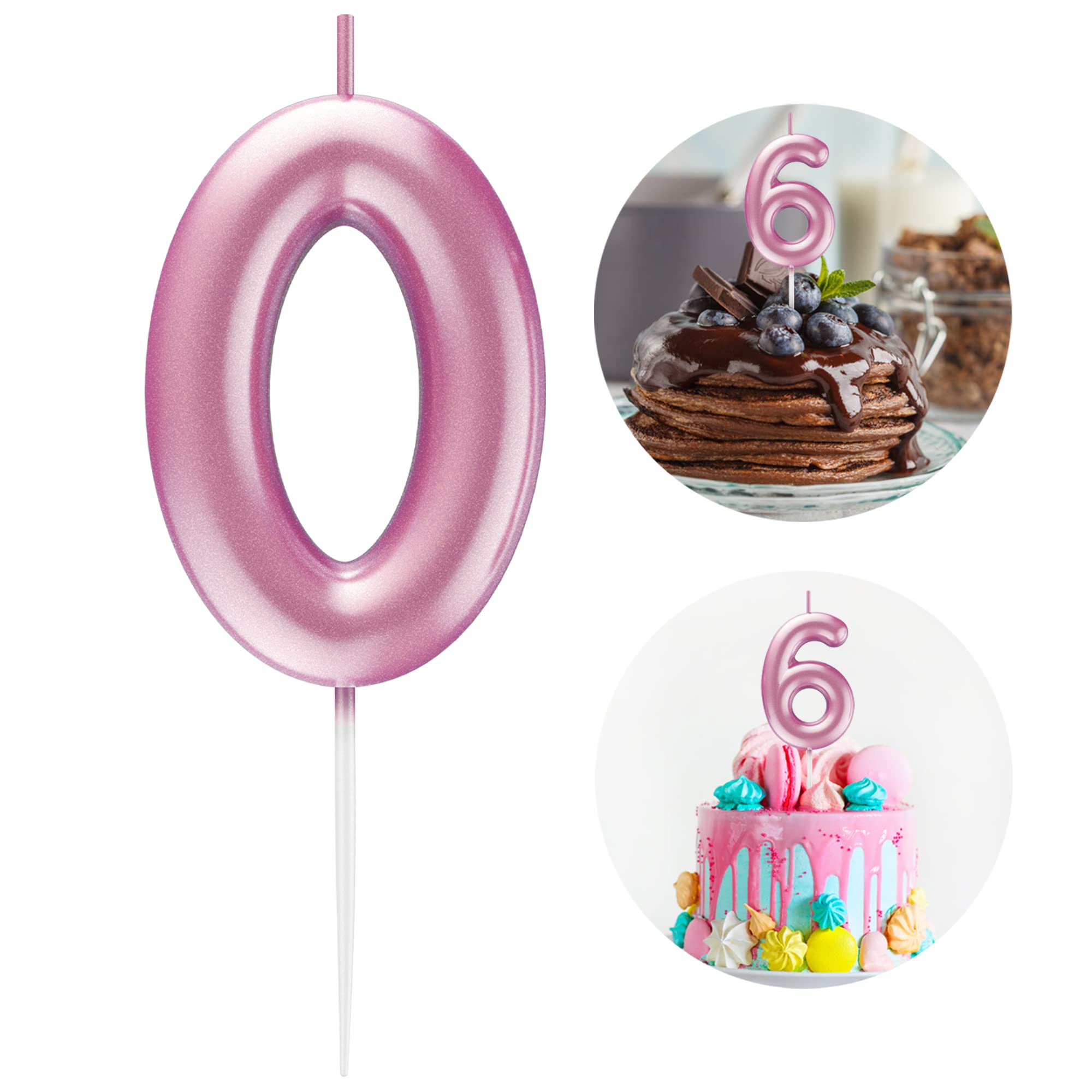 Pink Number 0 Candle Happy Birthday 3D Number Candles for Birthday Cake Party Decoration Wedding Anniversary Celebration Supplies