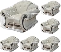 Vista 1 de 6 fundas de plástico para sillas, fundas de plástico para muebles para interiores y exteriores, impermeables, transparentes, a prueba de polvo