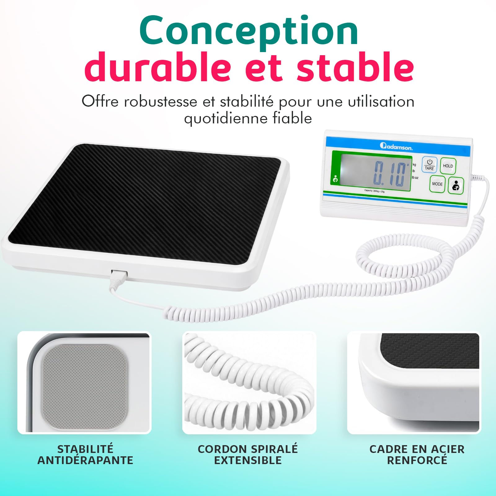 Pèse-Personne Professionnel 300kg - Balance Bariatrique - Précision 10g