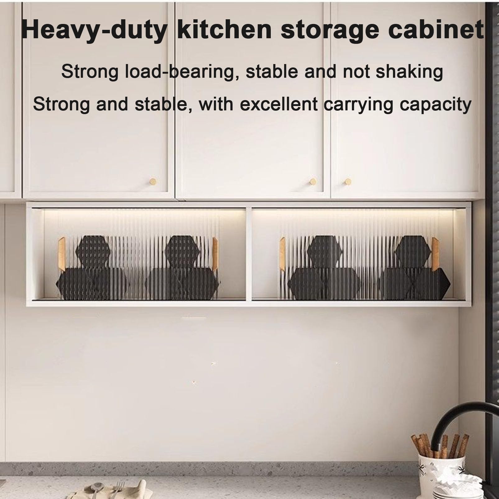 Armoire Murale Robuste Polyvalente, Organisateur de Rangement de Cuisine avec Porte coulissante en Acrylique et étagère inférieure, pour buanderie/Chambre/entrée