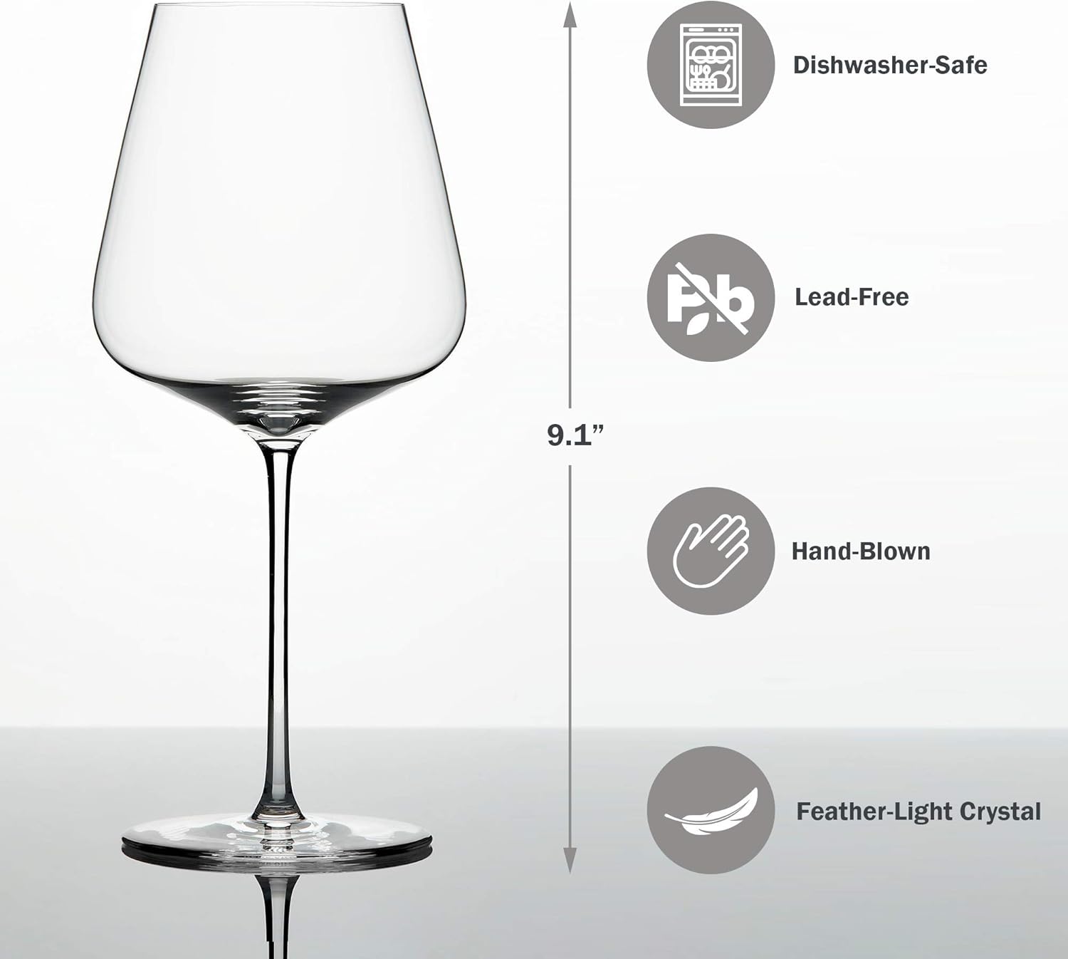Zalto Bordeaux Glass – Austrian Craftsmanship, Hand-Blown by Master Artisans in Europe – Lead-Free Crystal Stemware for Full-Bodied Red Wines – 9.1″ Tall, 4.3″ Wide Bowl – Gift Set of 6 Glasses