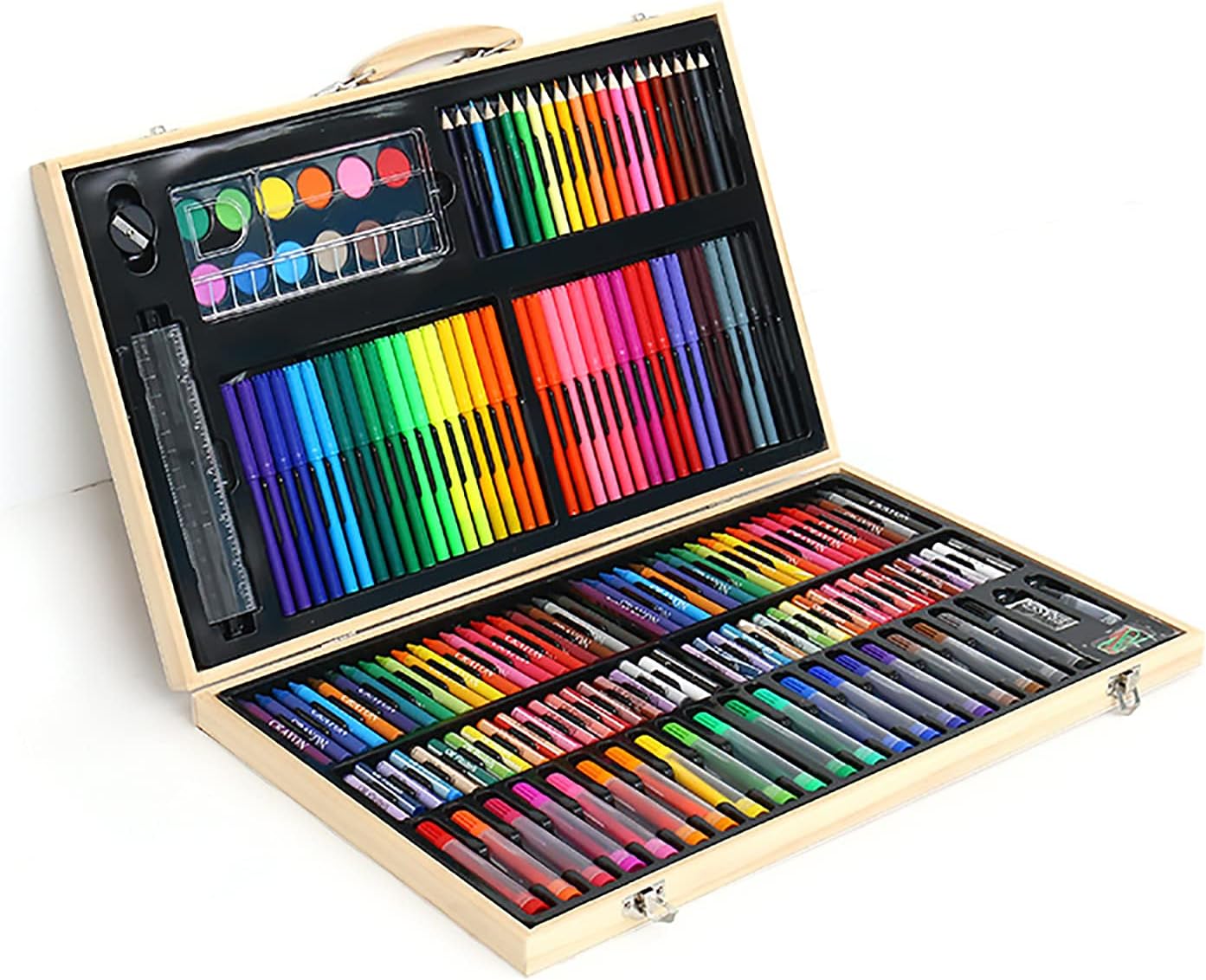 HAOANGZHE 180 Wooden Boxes Male Sets, Watercolor penets for Children and Students, Gift Boxes for Art Painting Stationery, Rich Combinations for The Color Needs of Children