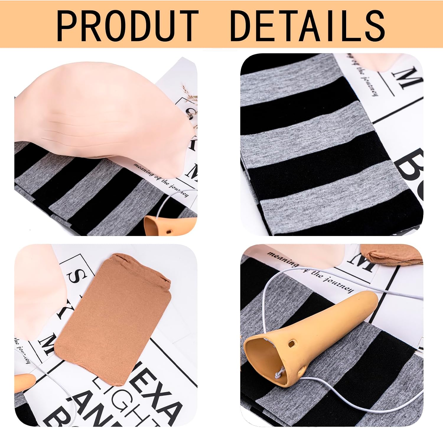 4Pcs Adults Costume Accessories Black and Grey Striped Men's Scarf Cosplay Accessories