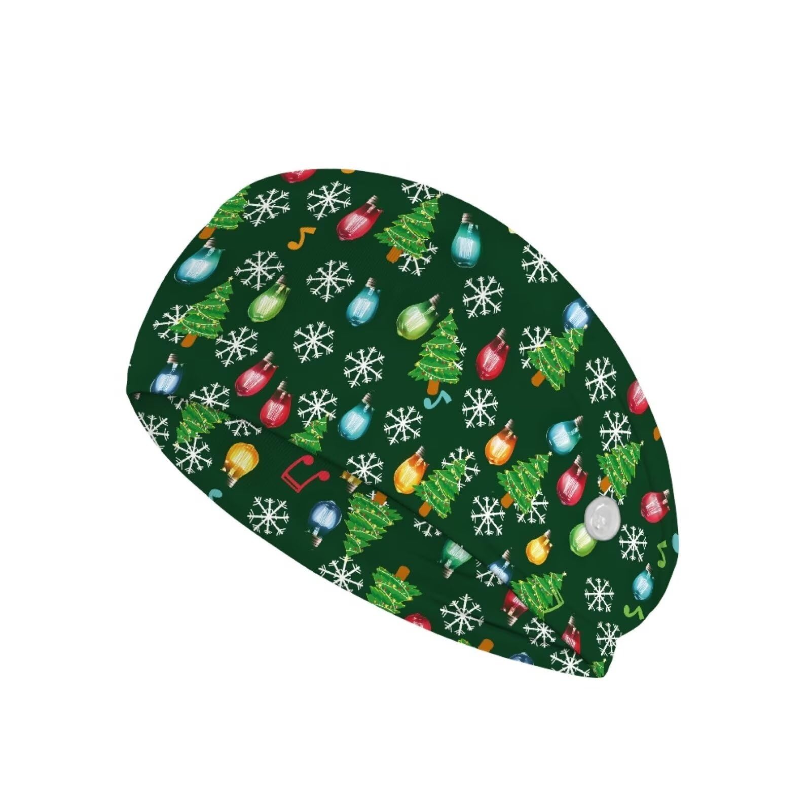 Gomyblomy Christmas Tree Nurse Headbands for Women Christmas Stretchy Headbands with Buttons for Nurse Doctors Ear Protection Elastic Sweatband for Yoga Gym