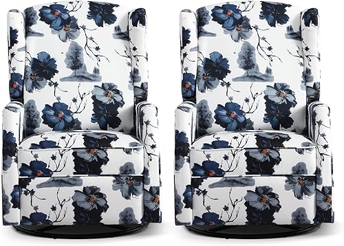 Miniatura 24 de Silla reclinable giratoria, mecedora deslizante para guardería, silla reclinable floral con respaldo de ala, silla reclinable en liquidación, silla