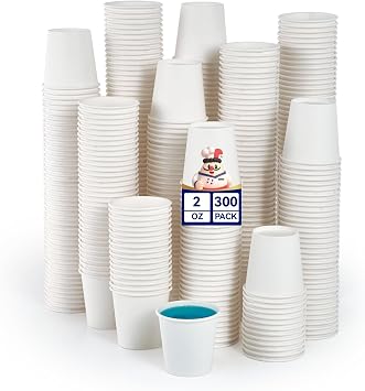 JOLLY CHEF 300 Pack 2oz Small Disposable Paper Cups White Sampling Cups