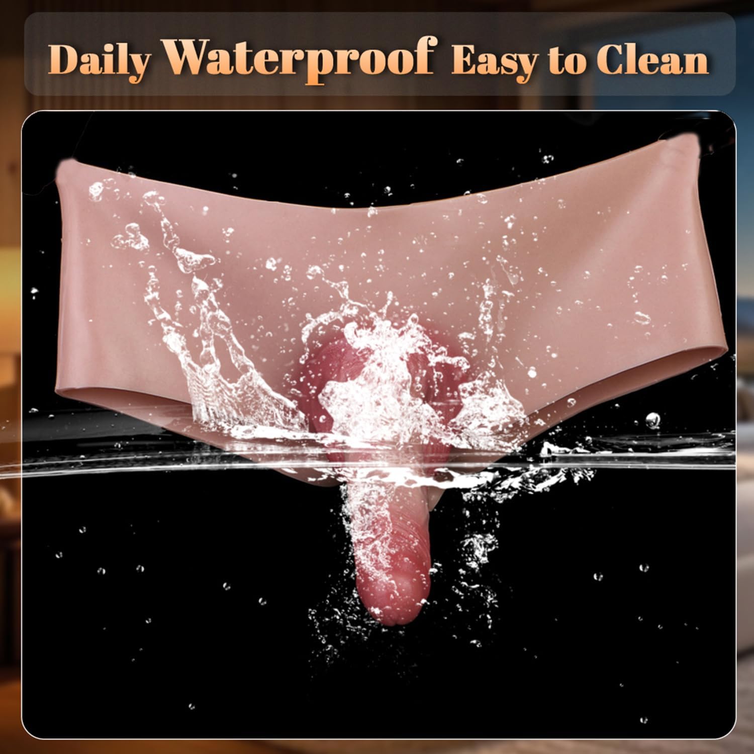 Soft Silicone Male Panty Strpless Dildo Panties with 6.3in Penis Sleeve, Wearable Stretchy Strap on Harness Dildo Underwear Adult Sex Toy for Men Women