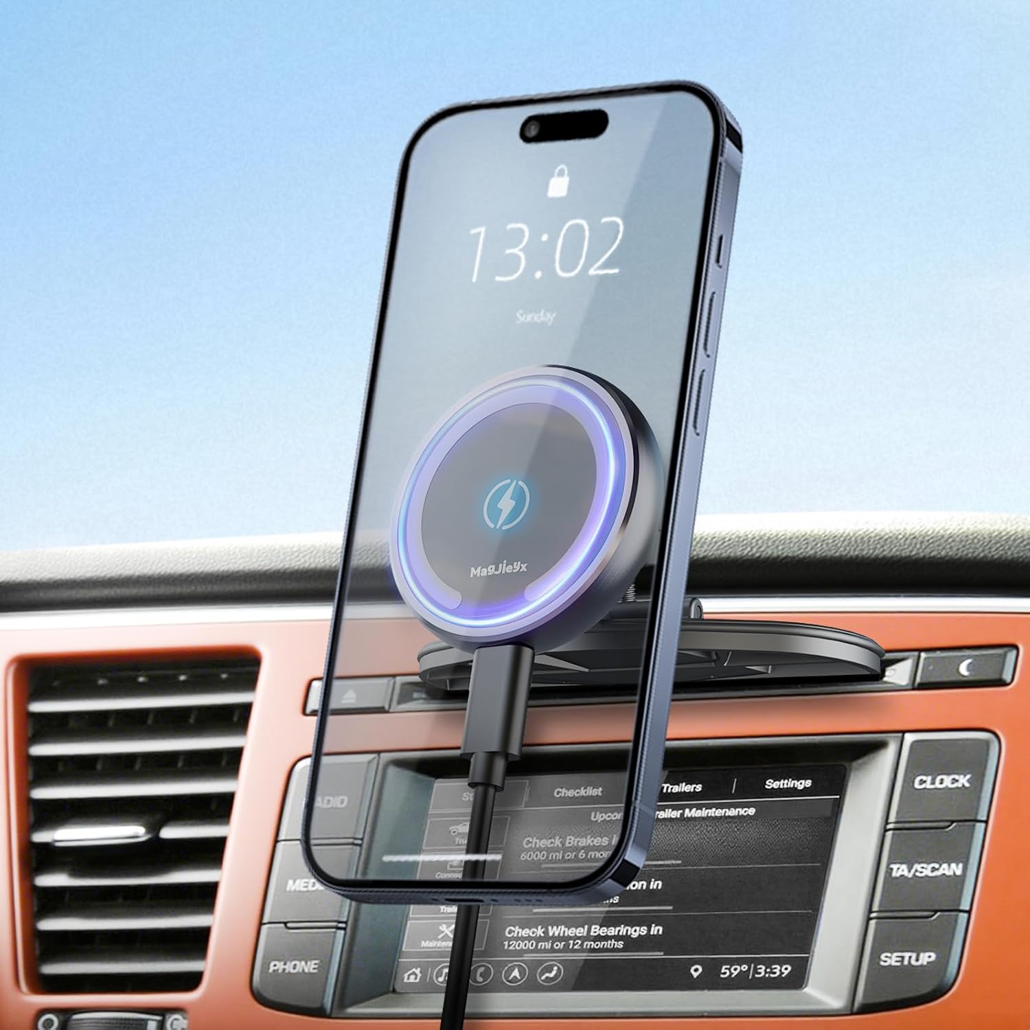 CD Slot Magnetic Car Mount Charger Work for iPhone 16-12 3X Stable on Bumpy Roads 99 Car Truck-Approved