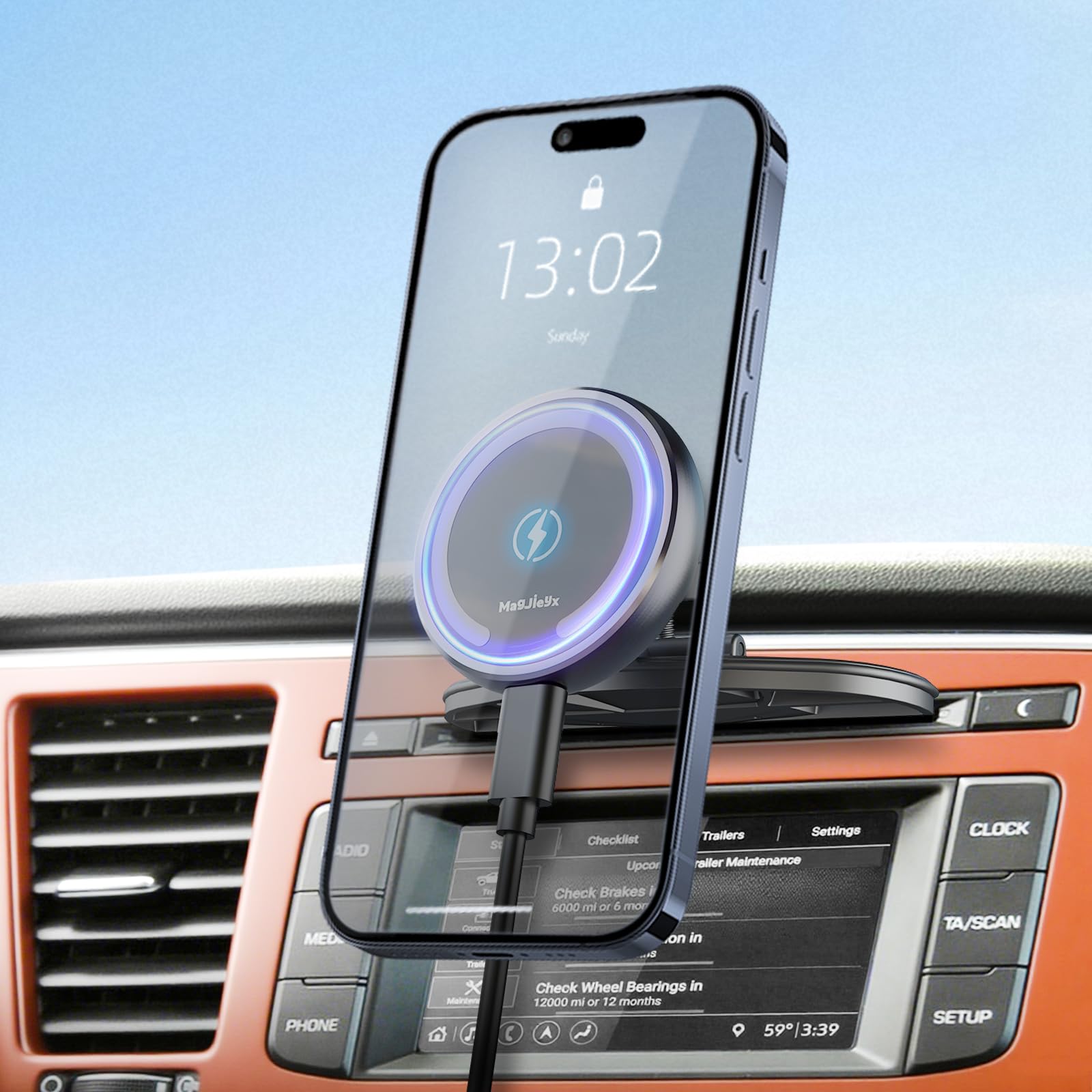 CD Slot Magnetic Car Mount Charger Work for iPhone 16-12 3X Stable on Bumpy Roads 99 Car Truck-Approved