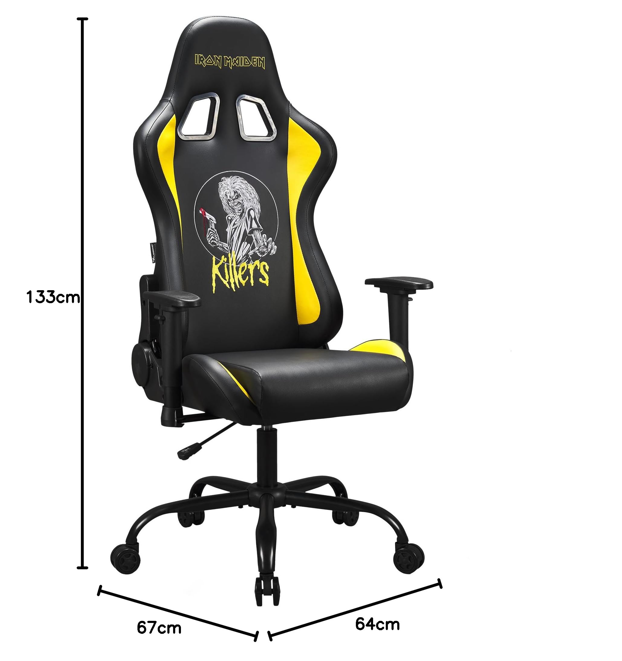Subsonic - Chaise Gaming Iron Maiden - Fauteuil de Bureau Ergonomique avec Mousse Haute Densité, Dossier Inclinable et Accoudoirs 3D Réglables - Hauteur Ajustable