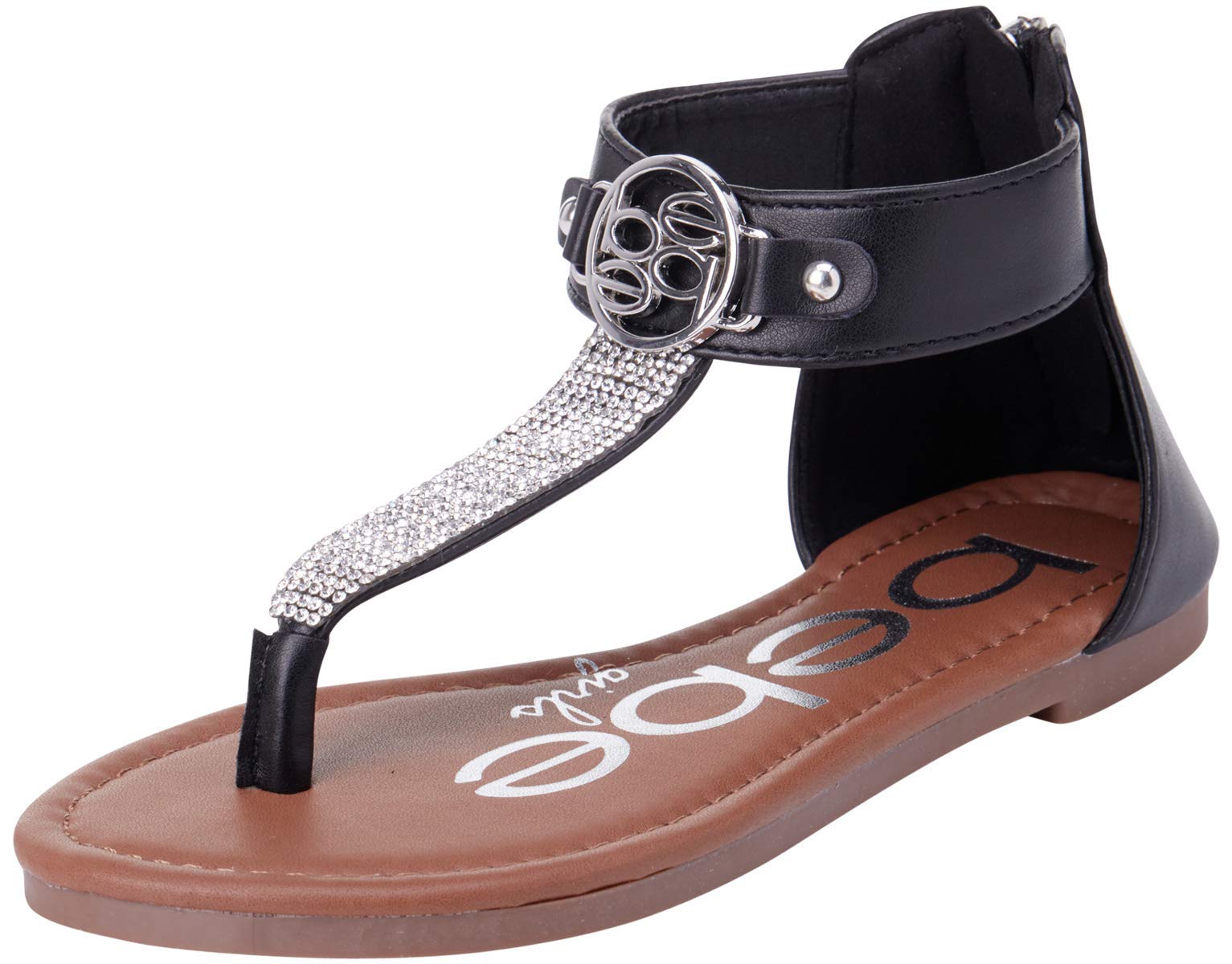 bebe Girls' Sandals - Rhinestone Thong Dress Sandals, Open Toe Easter Summer Shoes for Little and Big Girls