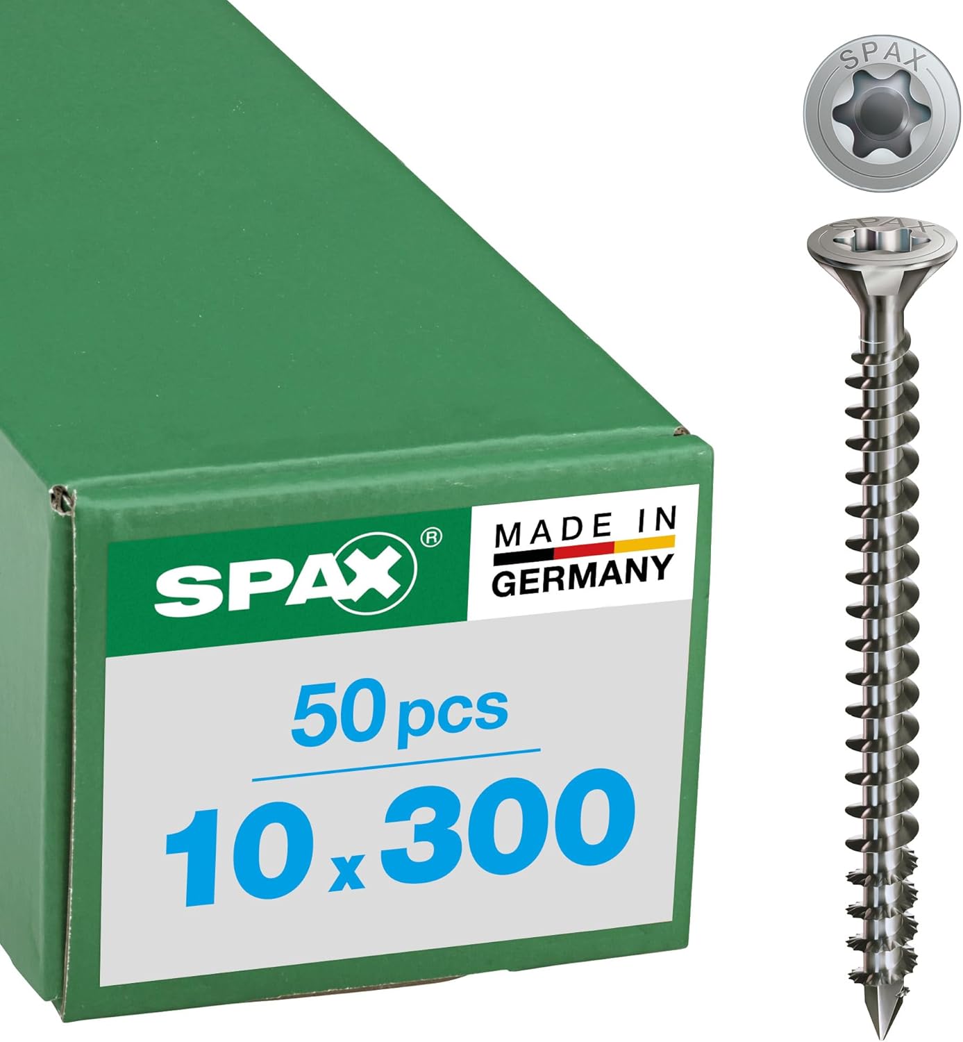 SPAX T-Star Plus 1208001204005 Wood Screws Stainless Steel A4 12.0 x 400 mm Pack of 25 Countersunk Head with Milling Ribs Fully Threaded Cut Tip