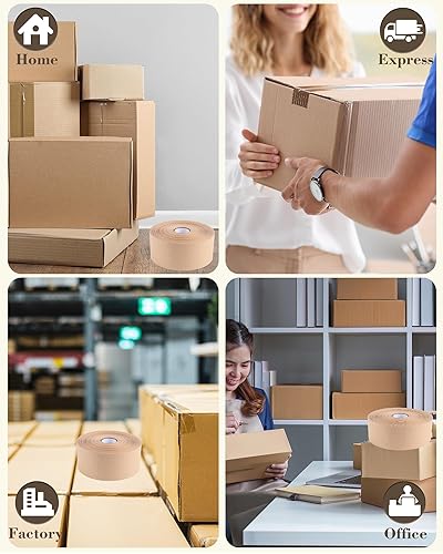 Miniatura 7 de Lichamp Paquete de 2 cintas de papel kraft activadas por agua, 2.75 pulgadas x 380 pies, cinta de embalaje ecológica resistente, reciclable y