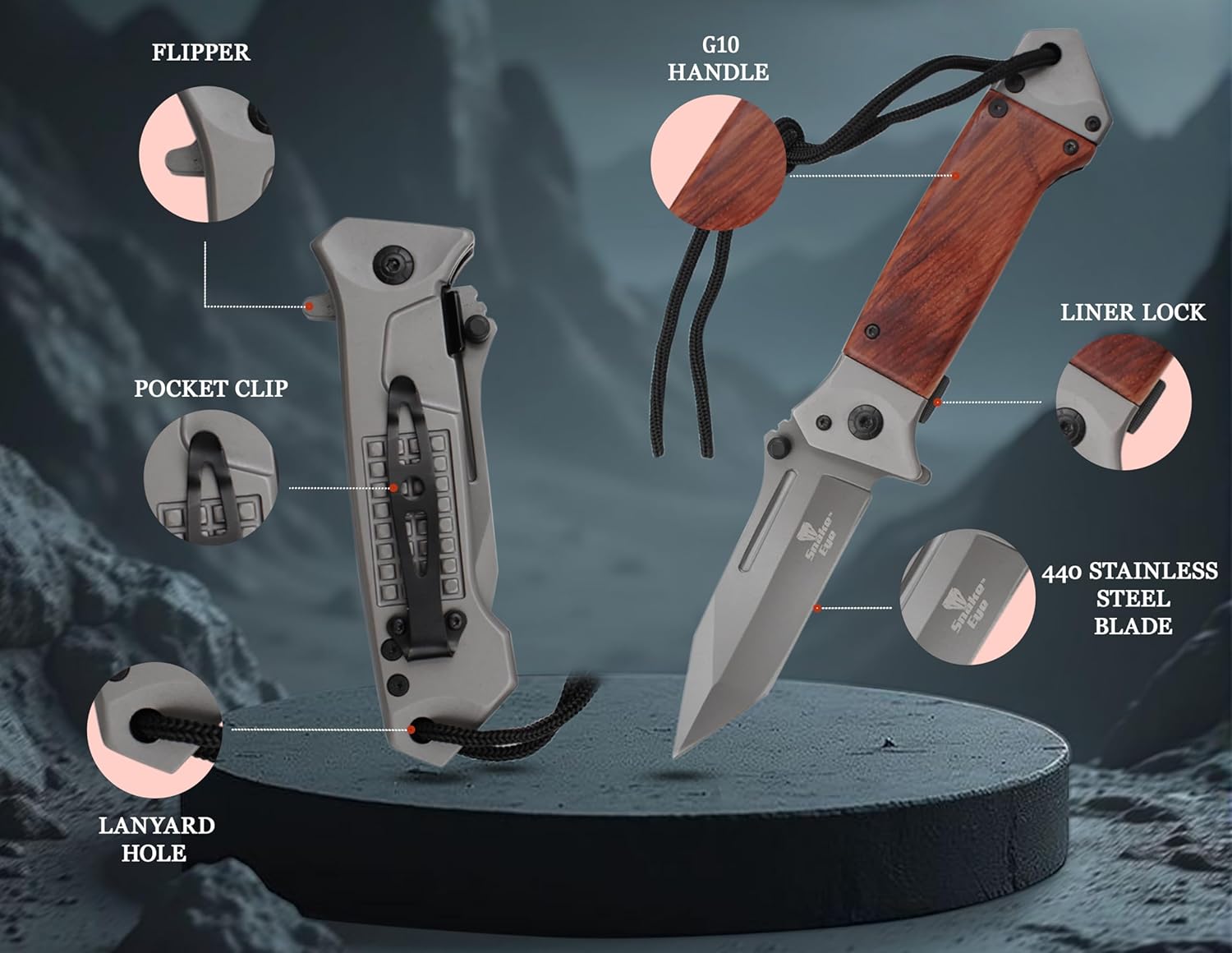 Snake Eye Tactical Heavy Duty Every Day Carry Folding Pocket Knife