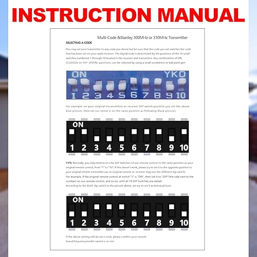 Miniatura 4 de 3 piezas de control remoto para puerta de garaje para multicódigo lineal de 300 mhz 10 interruptor de inmersión 3089 3060 3070 abridor de puerta
