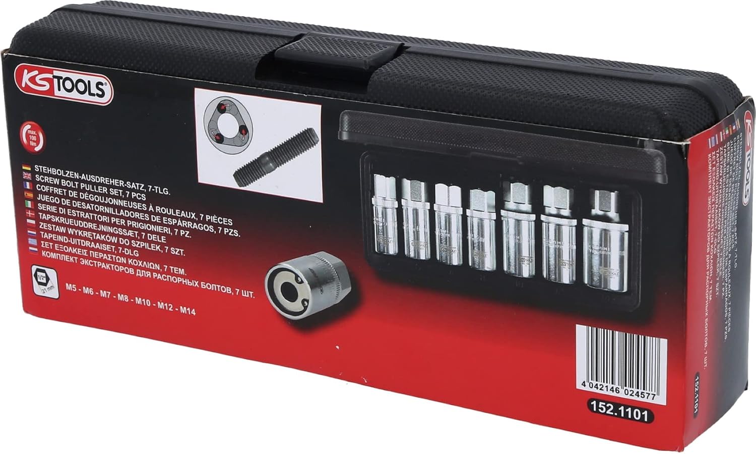 Stud extractor set, 7 pcs