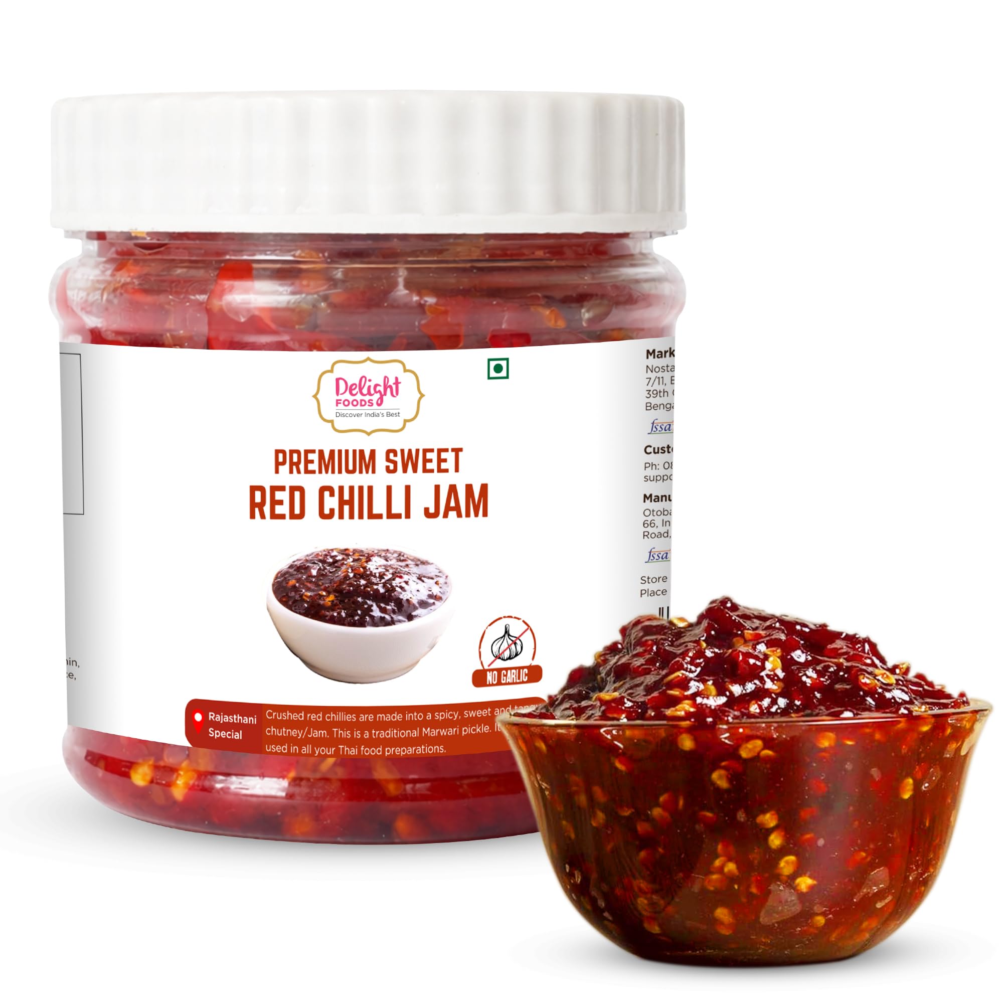 Delight Foods Rajasthani Marwari Pickles and Chutney | Achaar | Chatni | Premium Sweet Red Chilli Jam (Hot & Sweet Spread) 300g | No Onion | No Garlic-image-20