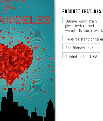 Miniatura 3 de Lantern Press 6x9 Inch Wood Sign, Ready to Hang Wall Decor, I Love You Los Angeles, California