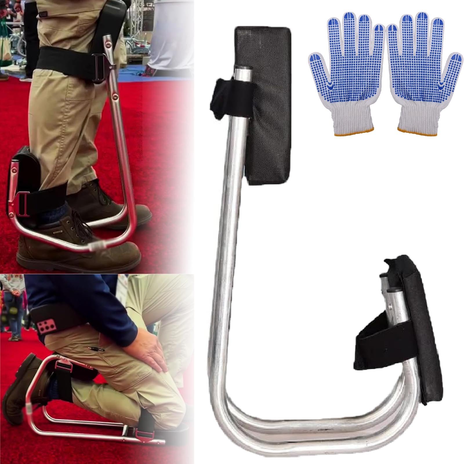Lfjcspp Knee Seat for Garden, Kneeseat Knee Pads, Knee Seat for Garden One Leg, Knee Seat Leg Brace for Gardening Work, Kneeseat for Construction, Ergonomic Knee Protection & Ankle Support (1pcs)