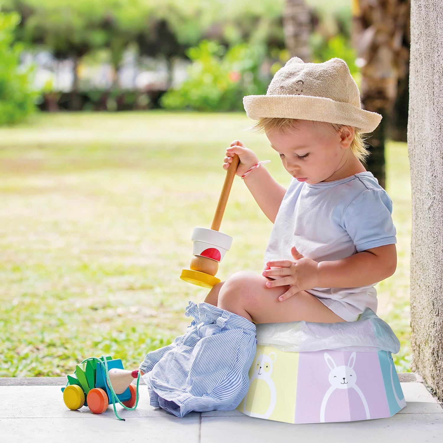 Babyjem Tragbare Klappbare Reise-Toilette – Karton Sitz-Töpfchen mit Muster, hygienisch & leicht, ideal für unterwegs