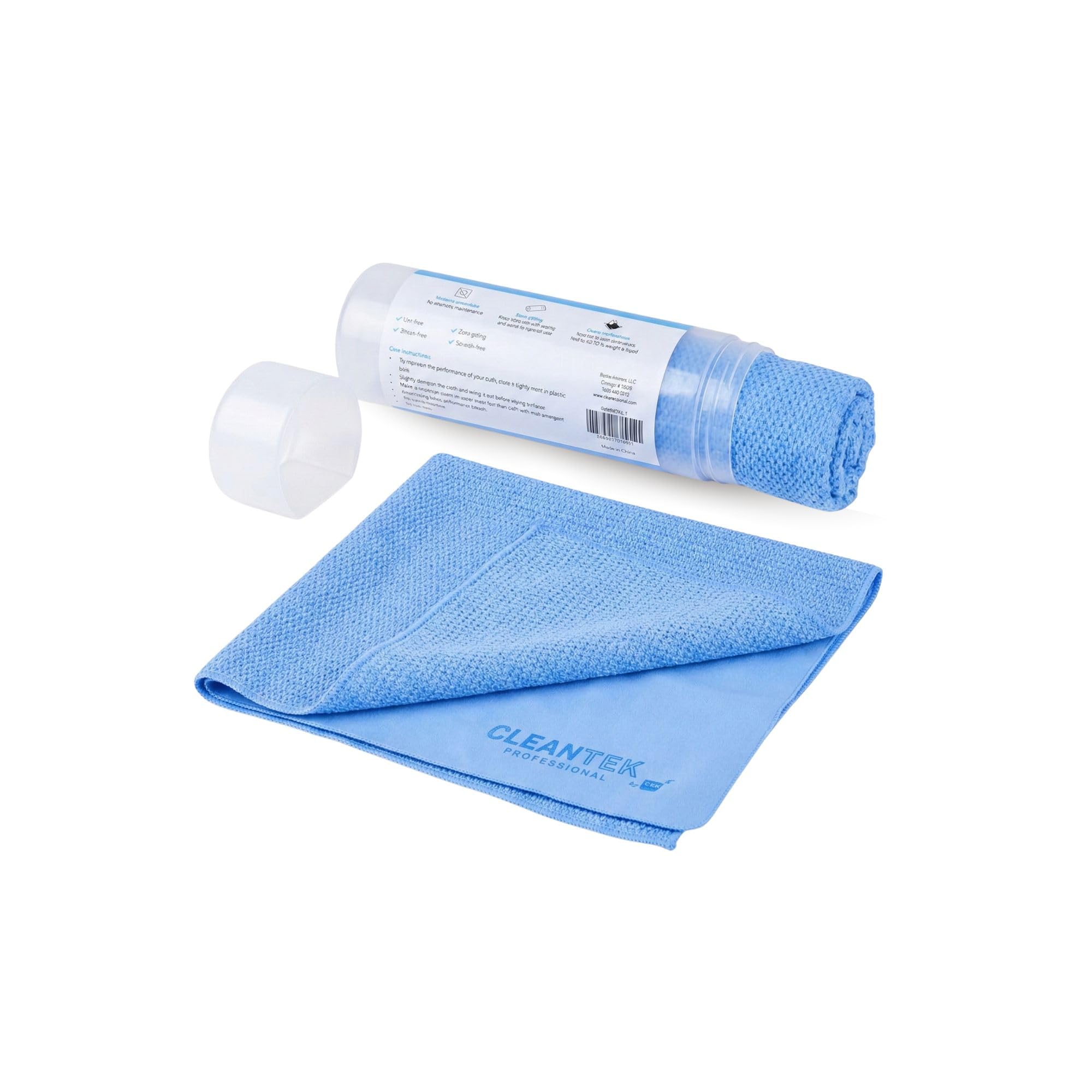 Clean Tek Professional Blue 3D Gamuza – con tubo de almacenamiento – 25 1/4 pulgadas x 17 pulgadas – 1 caja