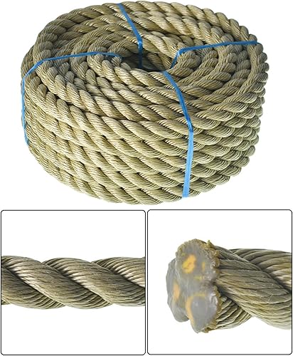 Miniatura 4 de TINVHY Cuerda trenzada de Manila, cuerda sintética de cáñamo de polipropileno trenzado de tres hebras, utilizada para decoración de interiores o