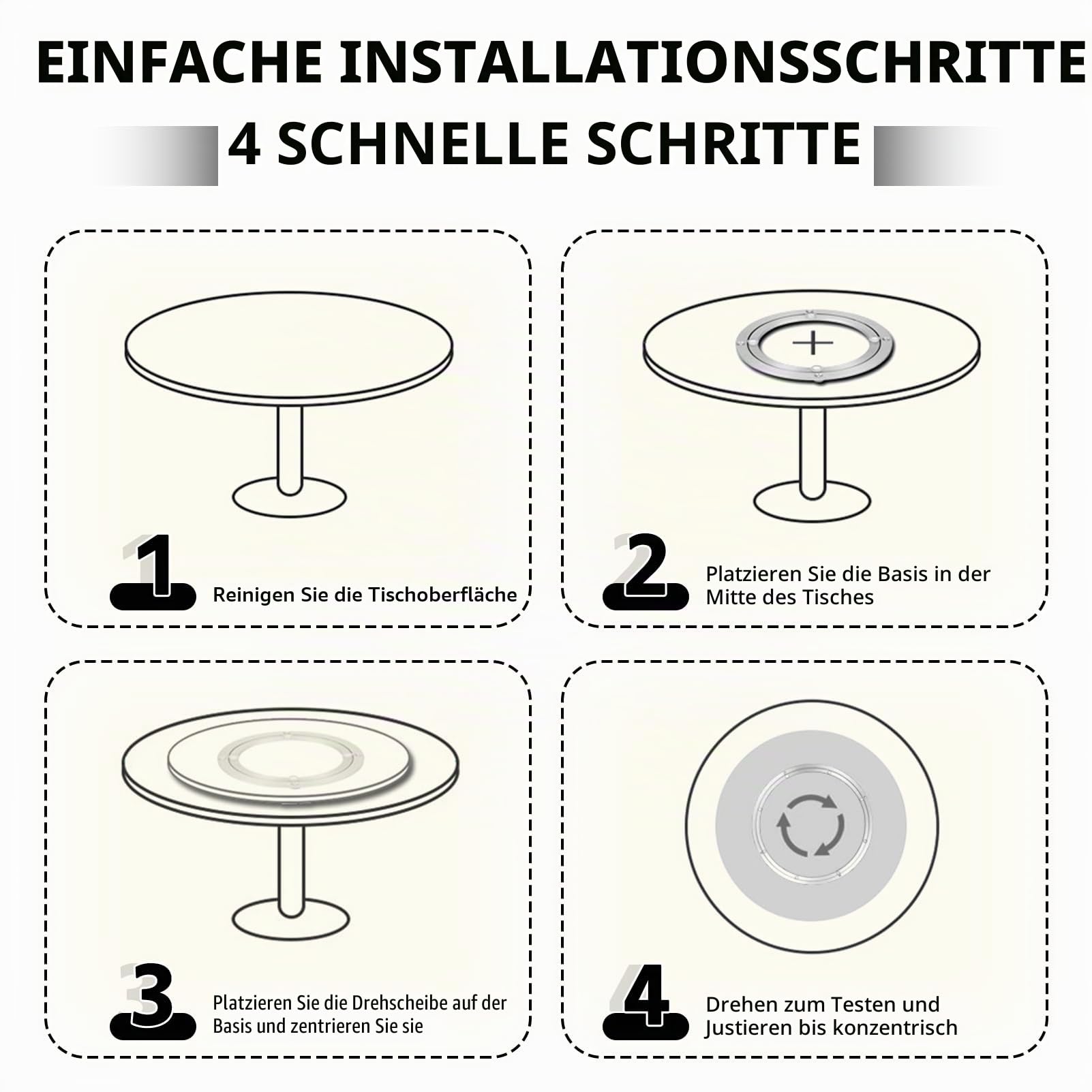 20" Drehbarer Drehteller aus Aluminiumlegierung, Lazy Susan Drehteller bis 400kg, Lazy Susan Drehtellerlager für 35"–39" Tischplatten, für Glas-/Massivholz-/Marmor-Esstische, Vitrinen, Kuchenständer