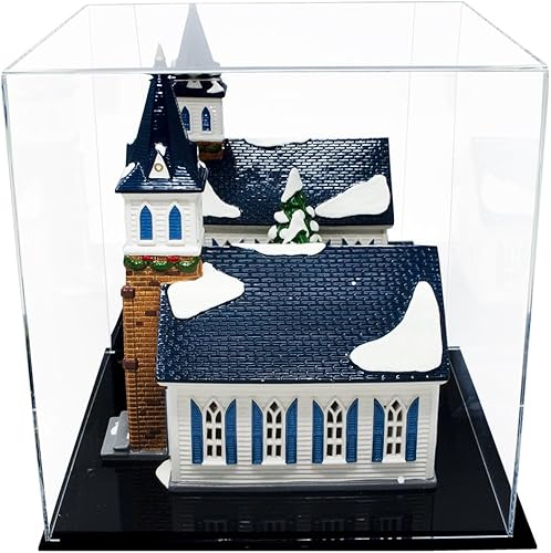 Vista 389 de Better Display Cases Versátil vitrina de acrílico transparente - Caja rectangular grande con base blanca 18" x 12" x 3" (BK09)