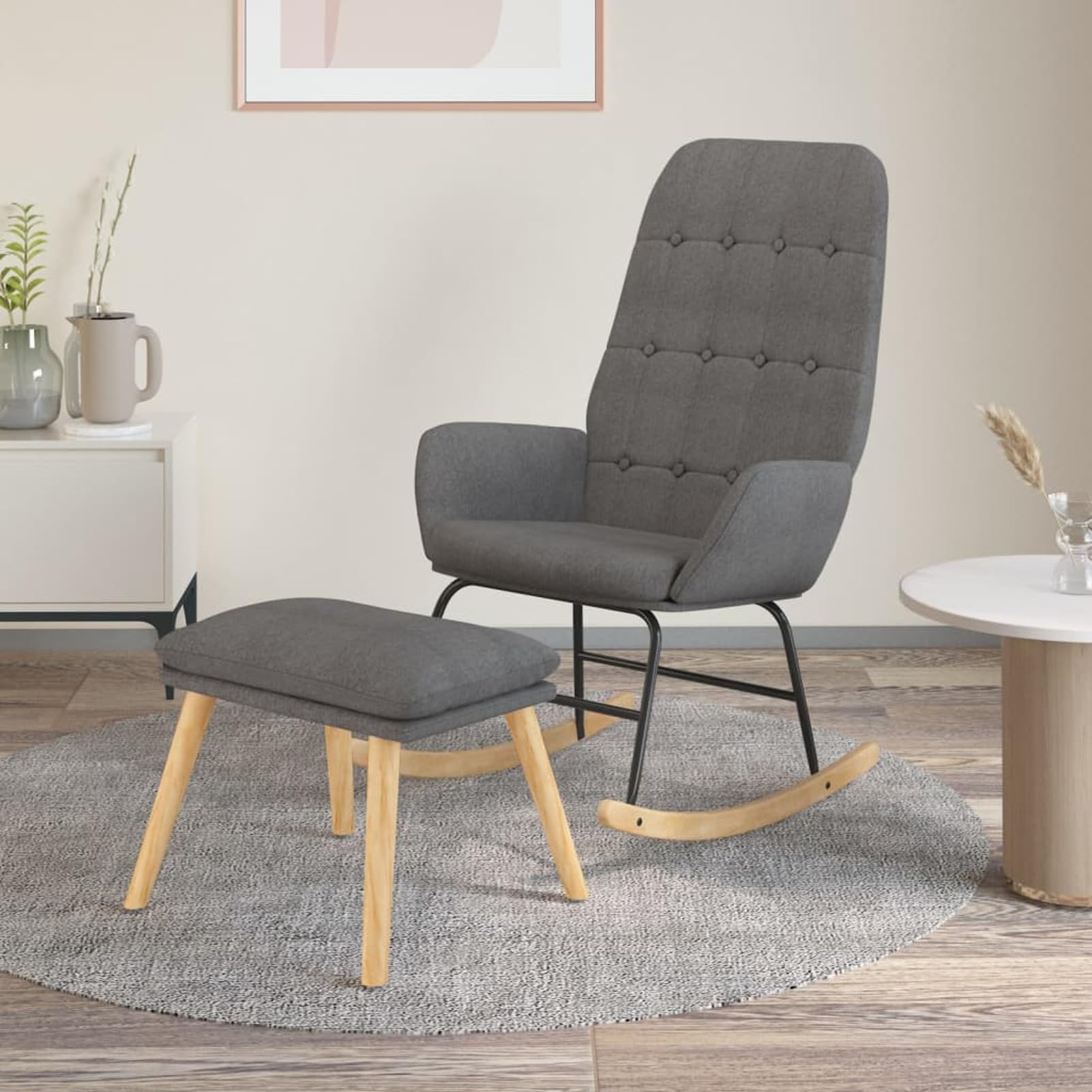 Fauteuil relax à bascule Homgoday en tissu gris contre le stress quotidien