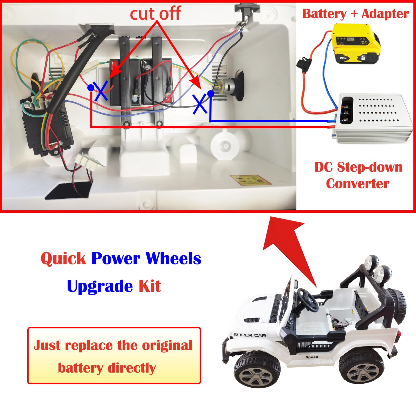 Convertidor reductor de 20 V a 12 V, 28 A, 336 W, máximo compatible con adaptador de batería DeWalt de 20 V y 18 V, adaptador de batería de rueda eléctrica, regulador de CC 11-70 V a 3.3-24 V