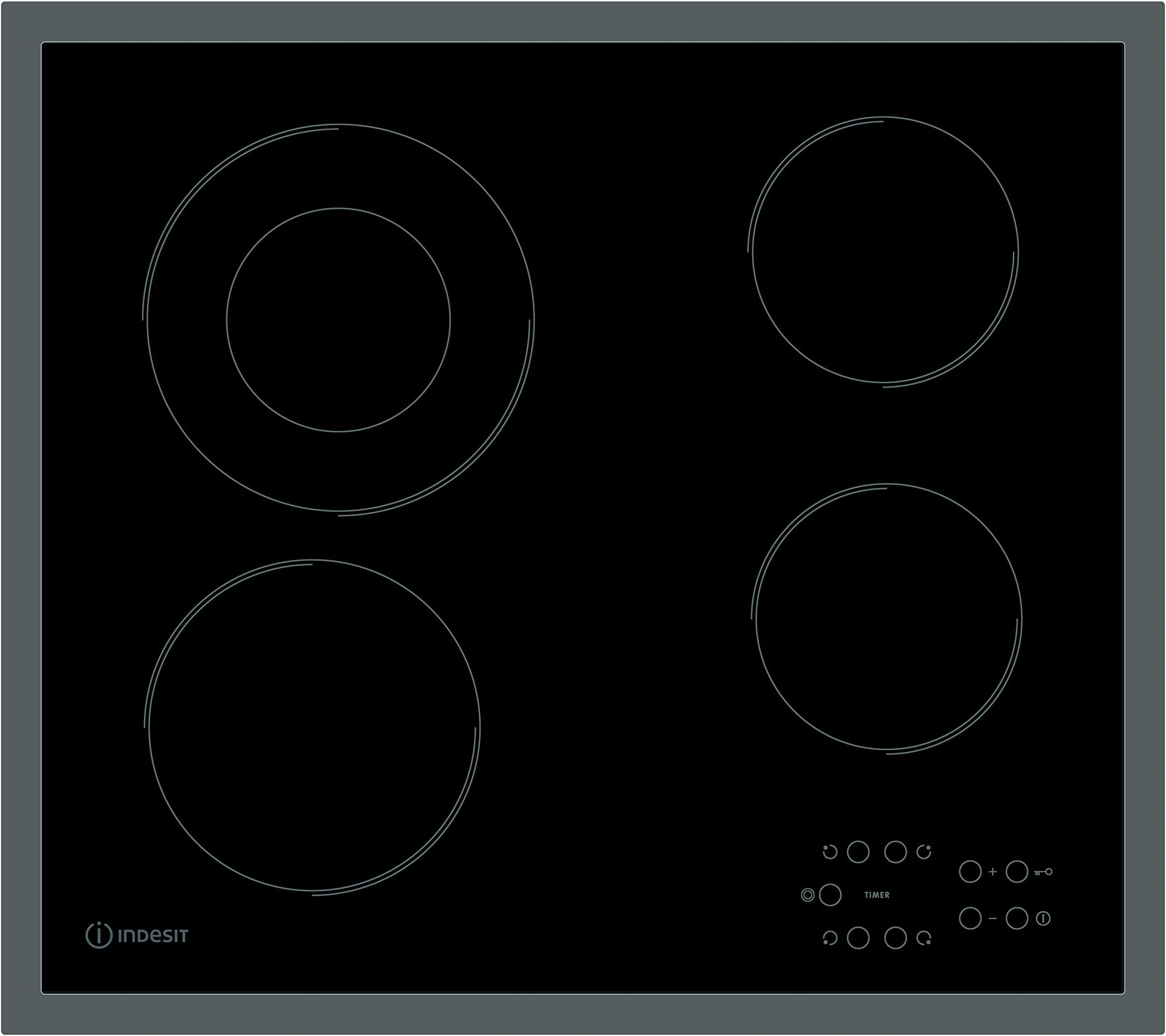 IndesitRI261X 60cm 4 zone ceramic hob Black