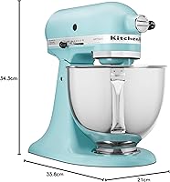 Vista 92 de KitchenAid KSM150PSAC Artisan Series - Batidora de pie con capacidad de 5 cuartos o 4.7 litros, incluye escudo vertedor Azul hielo
