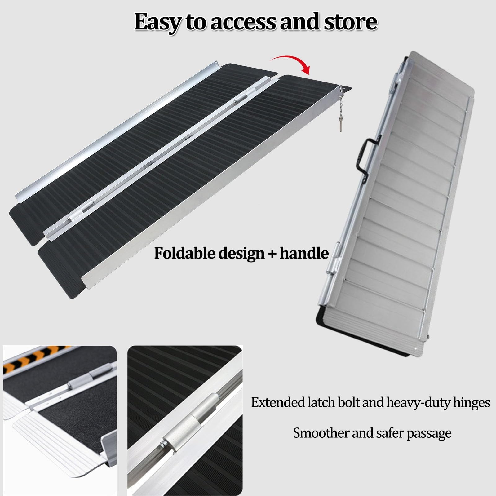 Rampa para sillas de Ruedas, rampas para Personas con discapacidad | Rampa plegable de umbral para escalones y puertas del hogar, capacidad de 600 libras(A,91*73.5cm)