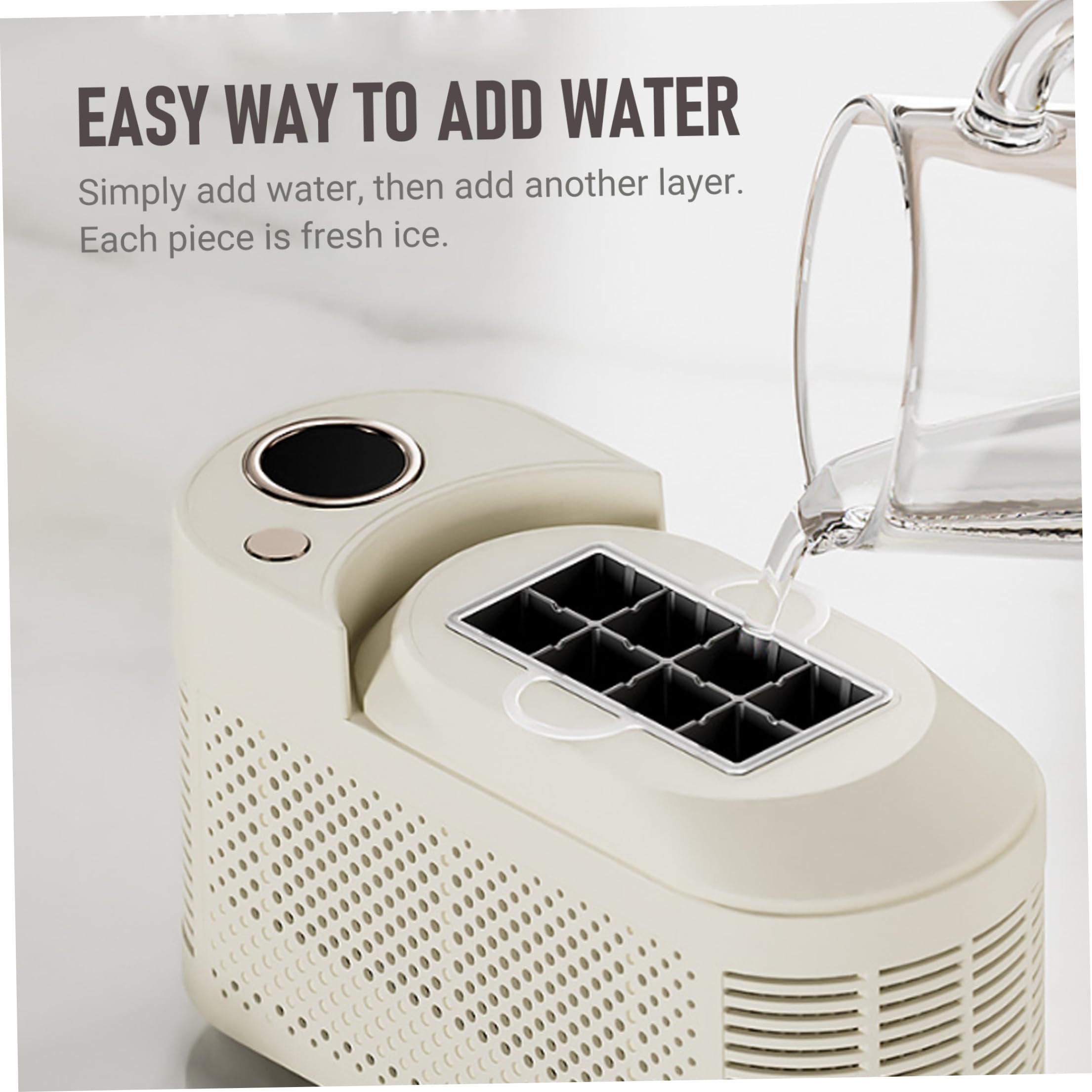 Máquina para Hacer Hielo, máquina para Hacer Hielo portátil de 8 Rejillas, producción rápida pequeña de 10 a 15 Minutos para el hogar, Camping, automóvil y más, Color Blanco