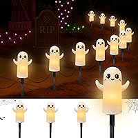 Vista 13 de Luces de camino de Halloween para exteriores, paquete de 10 luces de estaca para decoración de fiesta de Halloween con bombillas C9 transparentes