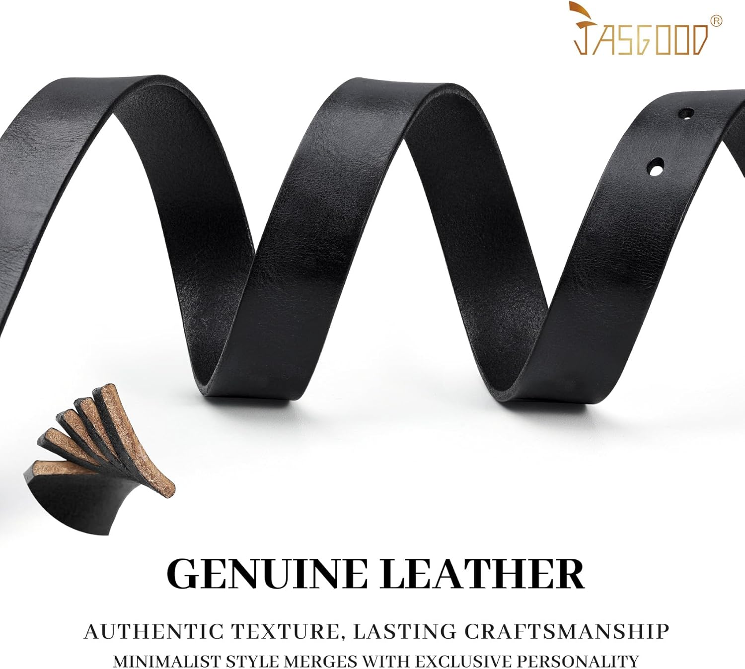 JASGOOD Women Belt Genuine leather Belt with Vintage Metal Buckle,Ladies Full Grain Leather Belt for Jeans Pants - Image 3