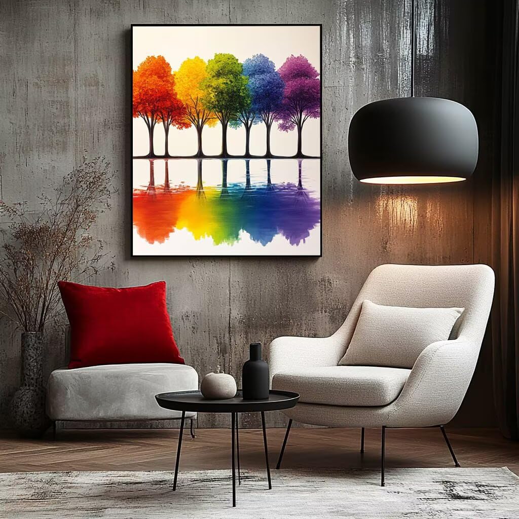 LSJ-4144 Malowanie po numerach, kolorowe drzewo po numerach, płótno dla dzieci, artykuły plastyczne na ścianie, 137 x 100 cm, kolorowe płótno do malowania dla dorosłych, rękodzieło do dekoracji pokoju
