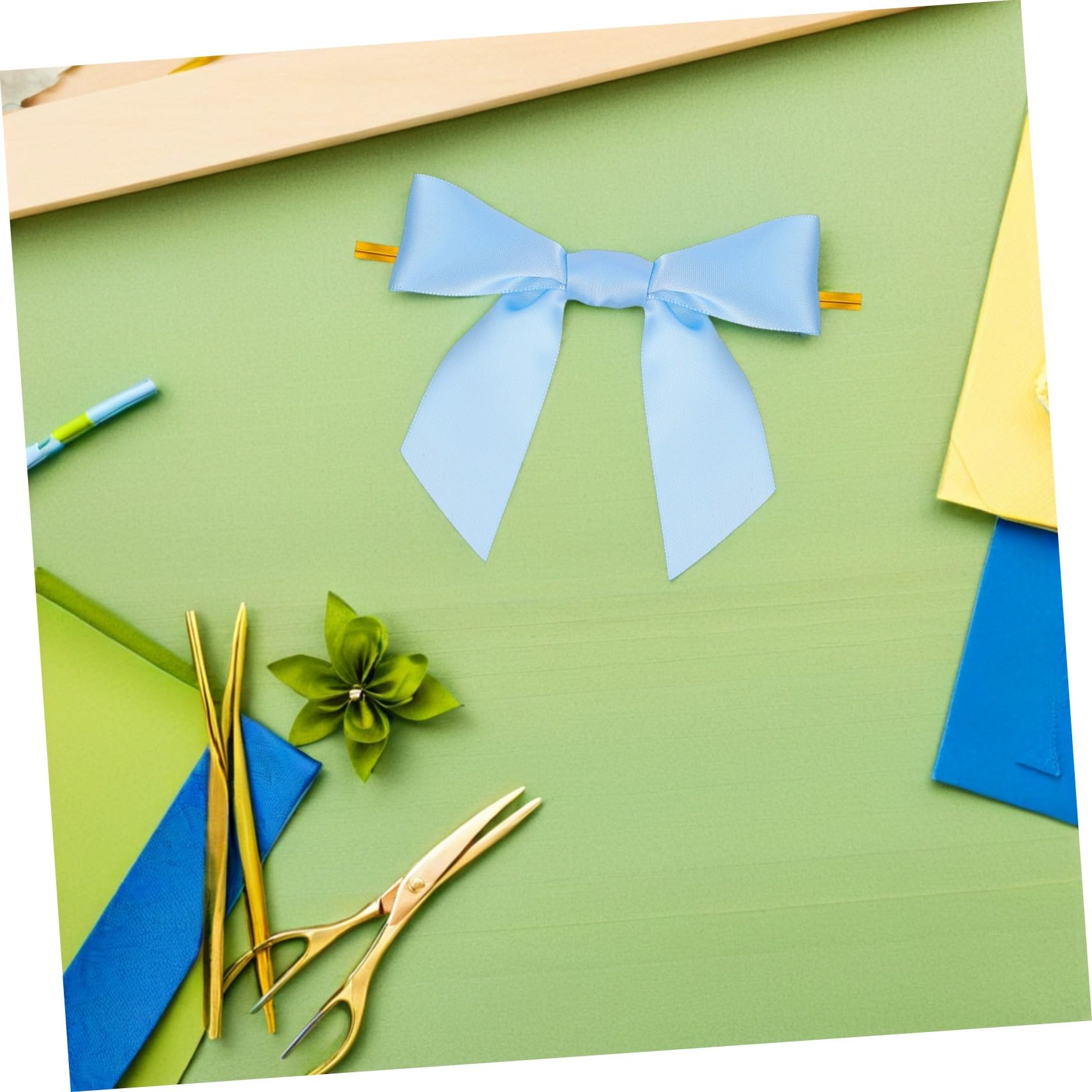 100 Pezzi Fiocchi Pre-legati Azzurri con Filo Twist per Sacchetti Regalo Nastri Decorativi per Confezioni Feste e Artigianato