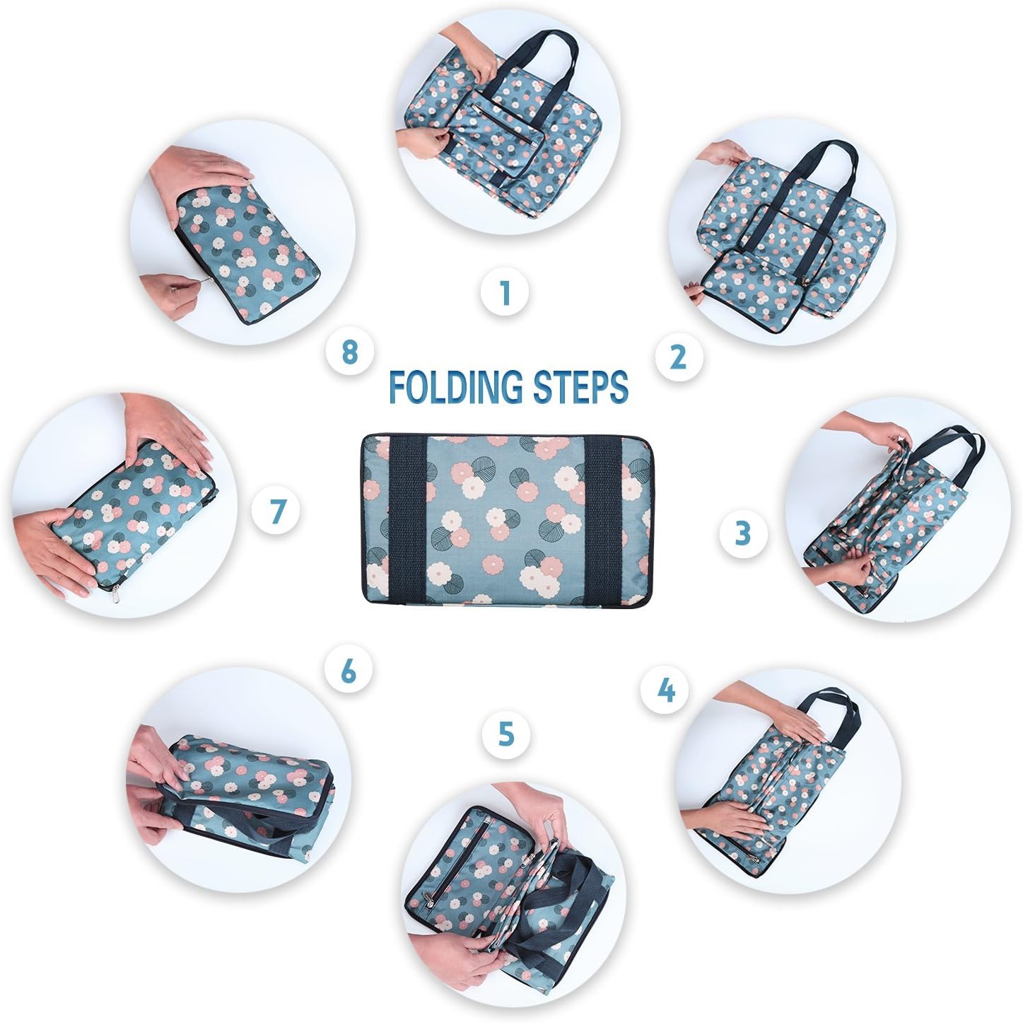 F.FETIVIN Weekender Bag Carry On Travel Duffle Medium Overnight Bag for Women(BLUE) - Image 6